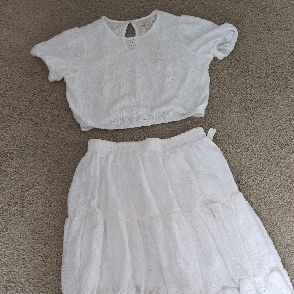 Michael Kors White Eyelet Top And Maxi Skirt